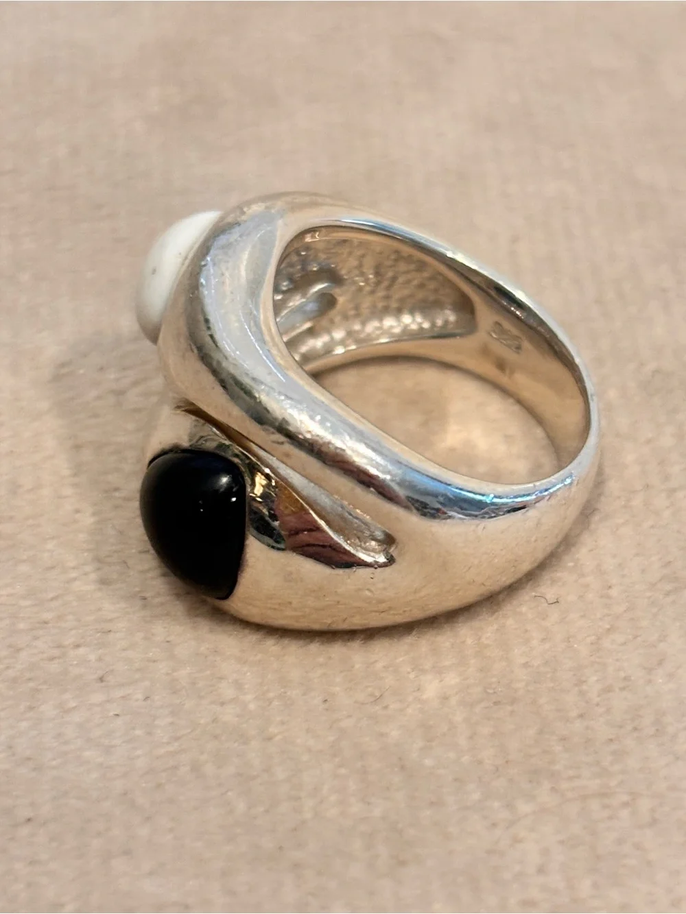 Designer Vintage 925 Italian Sterling Silver Two-Stone Dome Ring- Size 7